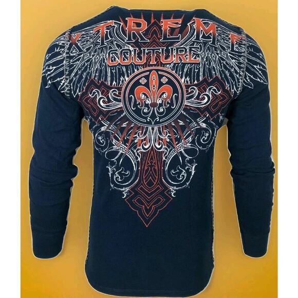 Xtreme Couture by AFFLICTION Men's THERMAL T-Shirt RIVETER Small NWT A118 New - Picture 2 of 6